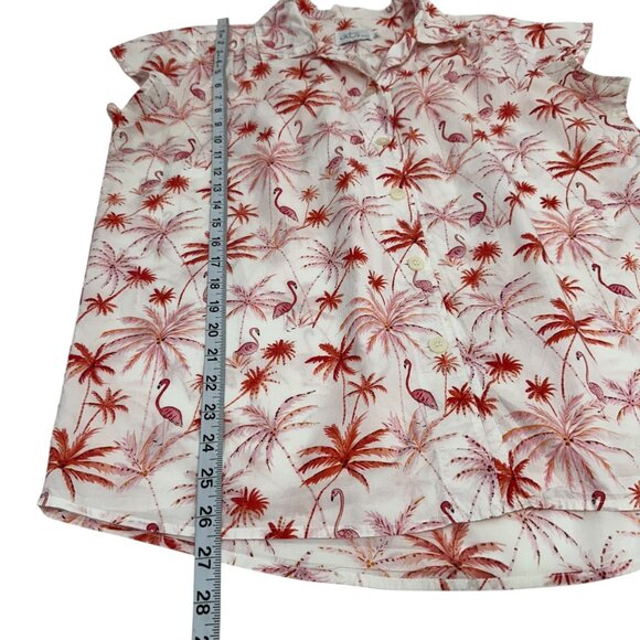 The Cats Pajamas Womens Button-Up Shirt Top SZ Large Flamingos/Palm Tree Print - Picture 5 of 11